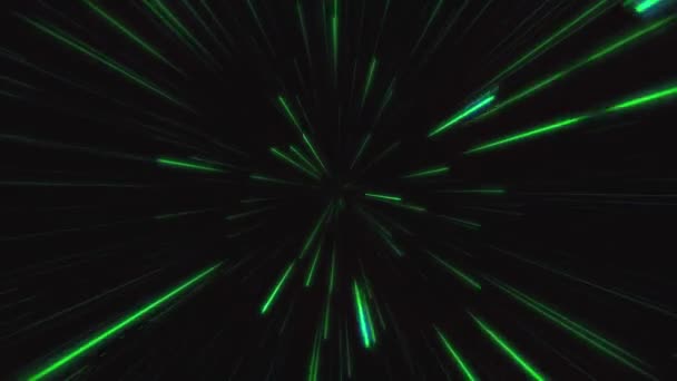 Velocidad Warp Estrellas Pasando Por Animación Fondo Pantalla Loop Green — Vídeos de Stock