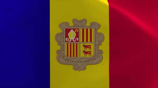 Andorra Ondeando Bandera Moviendo Fondo Pantalla — Vídeos de Stock