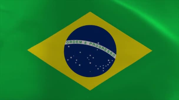 Brasil Acenando Bandeira Movimento Papel Parede Fundo — Vídeo de Stock