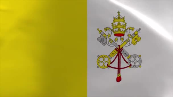 Vatikanstaten Viftar Flagga Animation Rörlig Bakgrundsbild — Stockvideo