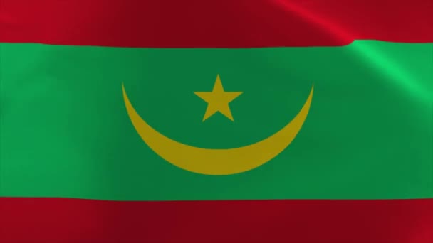 Mauritania Ondeando Bandera Animación Moviendo Fondo Pantalla — Vídeos de Stock