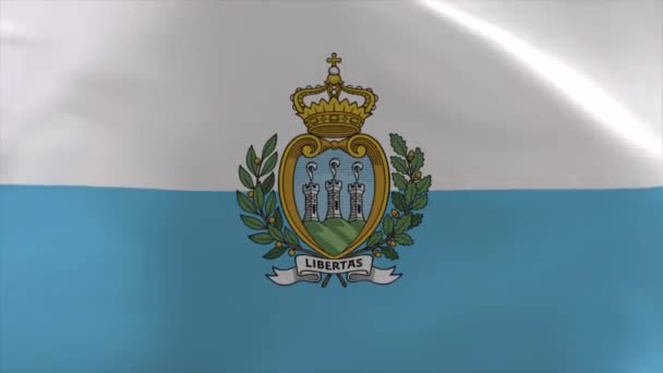 San Marino Dalgalanan Bayrak Animasyonu Taşınan Duvar Kağıdı Arkaplanı — Stok video