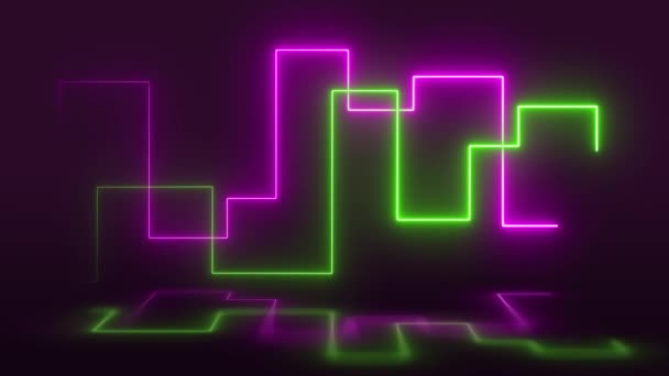 Rosa Und Grüne Neonlichter Glowing Lines Loop Moving Wallpaper Hintergrund — Stockvideo