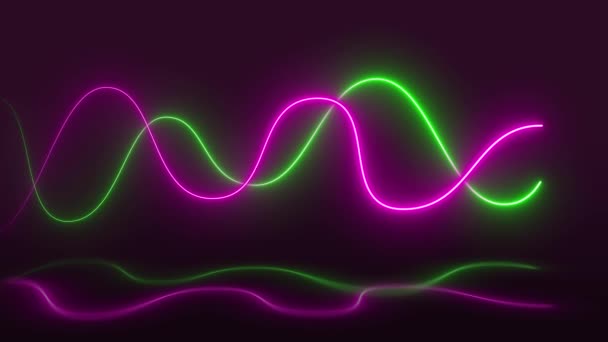 Rosa Und Grüne Neonlichter Glowing Lines Loop Moving Wallpaper Hintergrund — Stockvideo