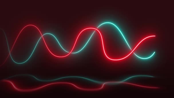 Röd Och Blå Neon Ljus Glödande Linjer Loop Rörlig Bakgrundsbild — Stockvideo