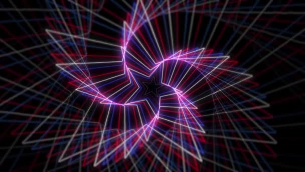 Neon Usa Star Wave Tunnel Abstract Moving Wallpaper Background — 图库视频影像