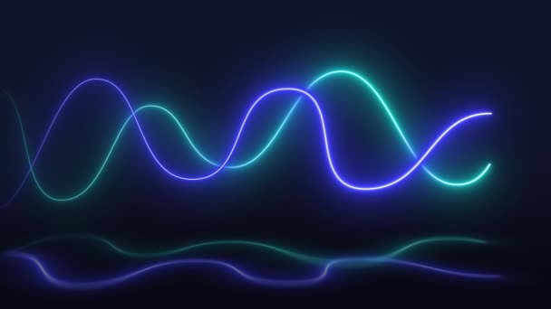 Blue Neon Lights Świecące Linie Pętli Ruchome Tapety Tło — Wideo stockowe