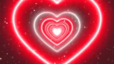 Kırmızı ve Beyaz Neon Işıklar Kalp Tüneli Soyut Parıltı Parçacığı 4K Taşıyıcı Duvar Kağıdı Arkaplanı