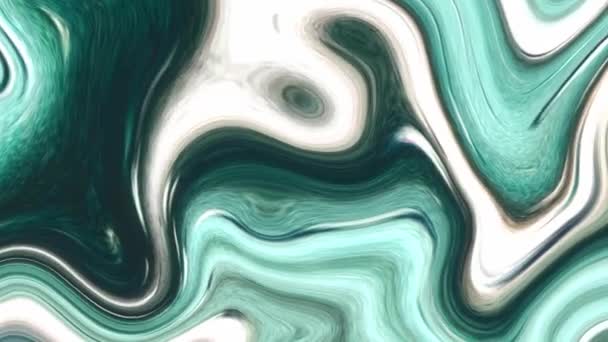 Green White Liquid Paint Effects Abstract Background — Video Stock