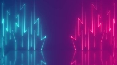 Modern Mavi ve Pembe Işıldayan Neon Işıklar Döngü Arkaplan Duvar Kağıdı Yansıtıcı Döşeme