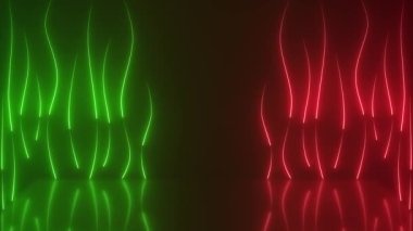 Modern Yeşil ve Kırmızı Parlayan Neon Işıklar Döngü Arkaplan Duvar Kağıdı Yansıtıcı Döşeme
