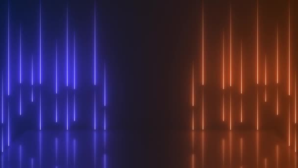 Modern Blauw Oranje Gloeiende Neon Lichten Loop Achtergrond Behang Met — Stockvideo