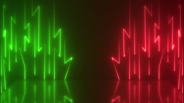Moderne Grüne Und Rote Leuchtende Neonlichter Schleife Hintergrund Wallpaper Mit — Stockvideo