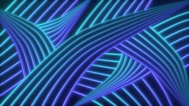 Blauwe Neon Lijnen Achtergrond Knipperende Lijnen Lus Abstracte Achtergrond Wallpaper — Stockvideo