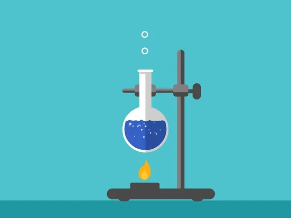 Flat Design Chemical Reaction Test Measuring Flask Chemistry Experiment Laboratory — Zdjęcie stockowe