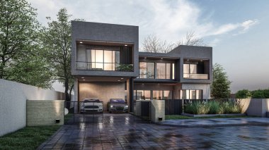 Modern evin 3 boyutlu canlandırması