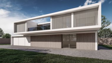 Modern evin 3 boyutlu canlandırması 