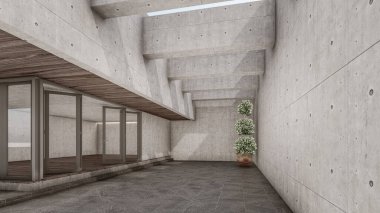 Endüstriyel Çatı Salonu Resimlerinin 3D İç Görünümü