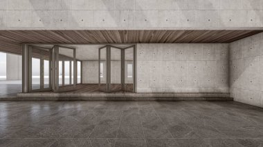 Endüstriyel Çatı Salonu Resimlerinin 3D İç Görünümü