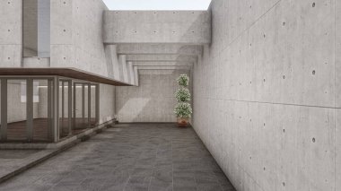 Endüstriyel Çatı Salonu Resimlerinin 3D İç Görünümü