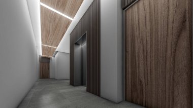 Otel illüstrasyonunda asansörün 3 boyutlu canlandırması 