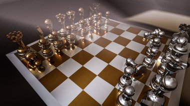 Gemide metal satranç taşlarının 3 boyutlu canlandırması