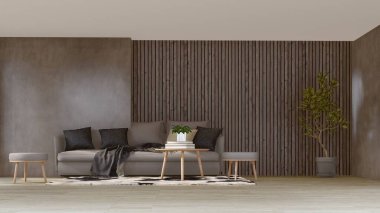 Oturma Odası Resimlerinin 3 Boyutlu İç Görünümü