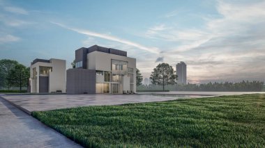 Modern evin 3 boyutlu canlandırması