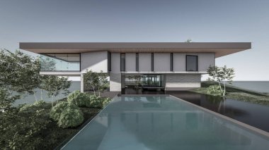 Modern evin 3 boyutlu canlandırması