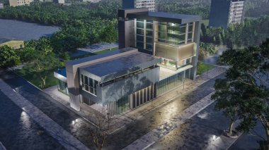 Modern evin 3 boyutlu canlandırması