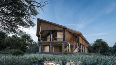 Modern evin 3 boyutlu canlandırması