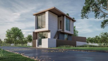 Modern evin 3 boyutlu canlandırması