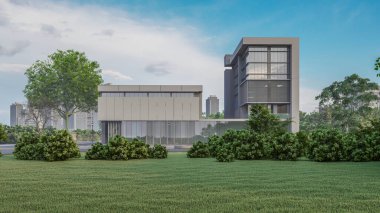 Modern evin 3 boyutlu canlandırması