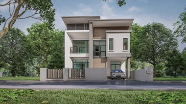 Modern evin 3 boyutlu canlandırması