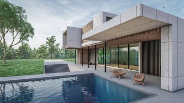 Modern evin 3 boyutlu canlandırması