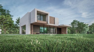 Modern evin 3 boyutlu canlandırması