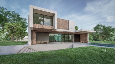 Modern evin 3 boyutlu canlandırması