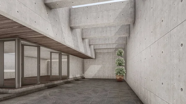 Endüstriyel Çatı Salonu Resimlerinin 3D İç Görünümü