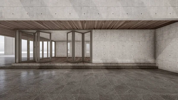 Endüstriyel Çatı Salonu Resimlerinin 3D İç Görünümü