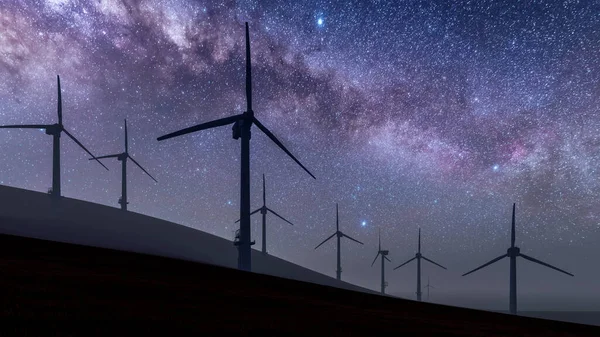 3D风力涡轮机可持续能源图解 — 图库照片