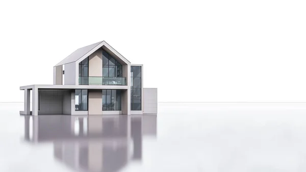 带影子反射的现代房屋三维渲染说明 — 图库照片