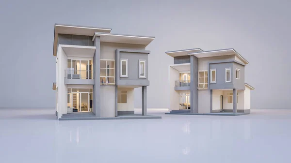 现代房屋的3D渲染说明 — 图库照片