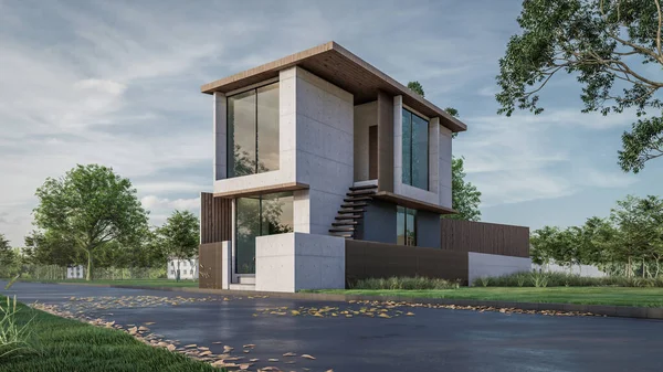 Modern evin 3 boyutlu canlandırması