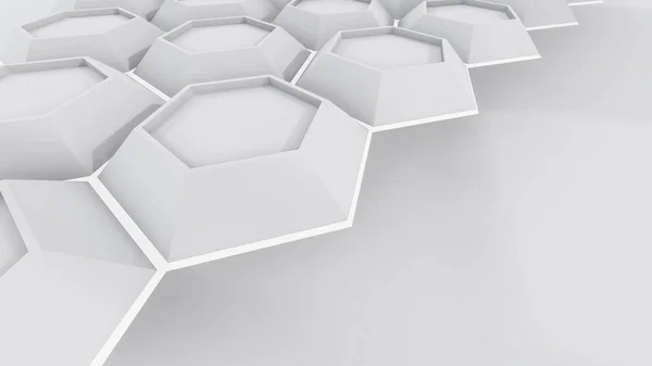 Rendering White Light Hexagon Illustration — Stock fotografie
