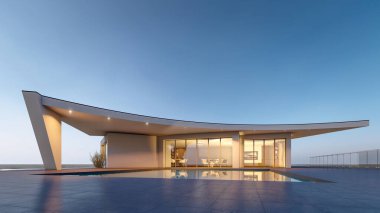 Modern evin 3 boyutlu canlandırması 