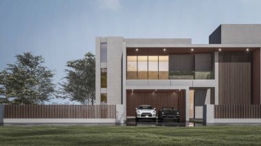 Modern evin 3 boyutlu canlandırması 