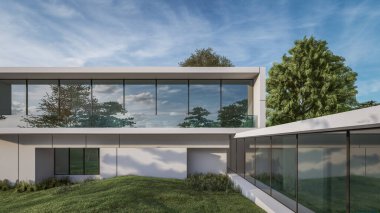 Modern evin 3 boyutlu canlandırması 