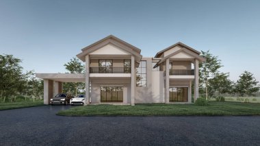 Modern evin 3 boyutlu canlandırması 