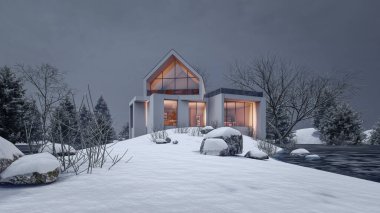 Modern evin 3 boyutlu canlandırması 