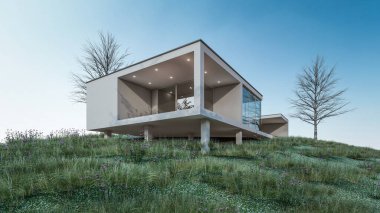 Modern evin 3 boyutlu canlandırması 